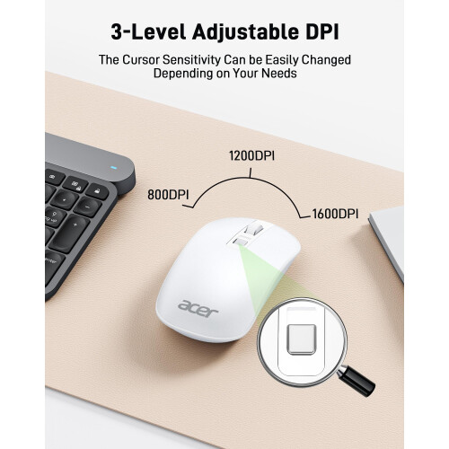 Acer acer Wireless Mouse, Computer Mouse Wireless with 2.4GHz USB Receiver, 1