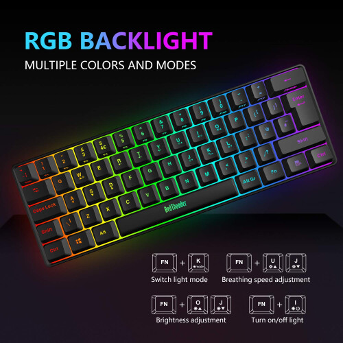 RedThunder 60% RGB Gaming Keyboard and Mouse Combo, UK Layout Ultra Co 2