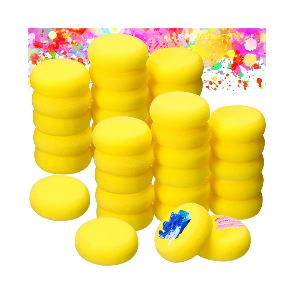 Yellow Painting Sponge,3In Watercolor Synthetic Sponge Artist Sponge Round Sponges For Watercolor,Crafts,Pottery(60 Pcs)