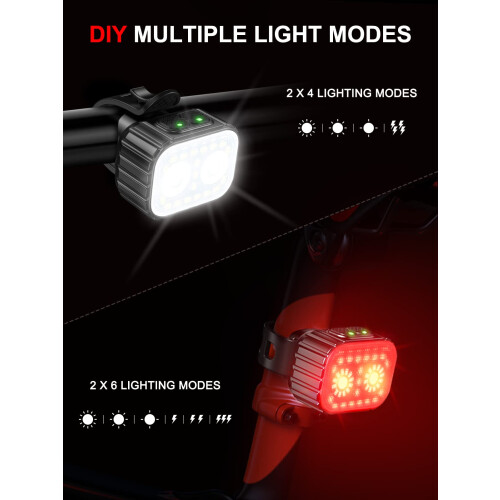 CIRYCASE Bike Lights Front and Back, Super Bright Bicycle Lights USB R 2