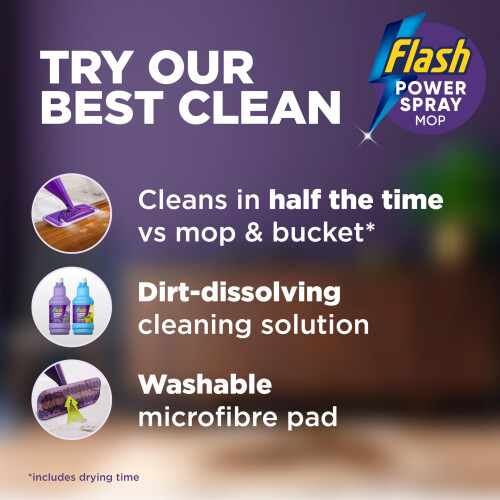 Flash Flash Power Spray Mop Floor Cleaner Starter Kit (1 Washable + 17 1