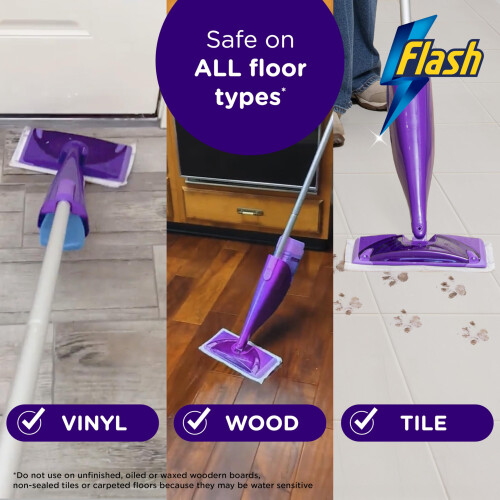 Flash Flash Power Spray Mop Floor Cleaner Starter Kit (1 Washable + 17 2