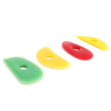 Herramientas para alisar y modelar arcilla, 4 piezas, costillas de silicona para alfarería y cerámica, amarillas