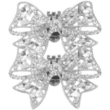 2Pairs Decorative Silver Rhinestone Shoe Clips Removable Bow Charms