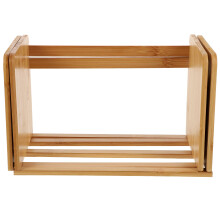 2St Bamboe Boekenrek Verstelbaar Organizer Khaki Praktisch