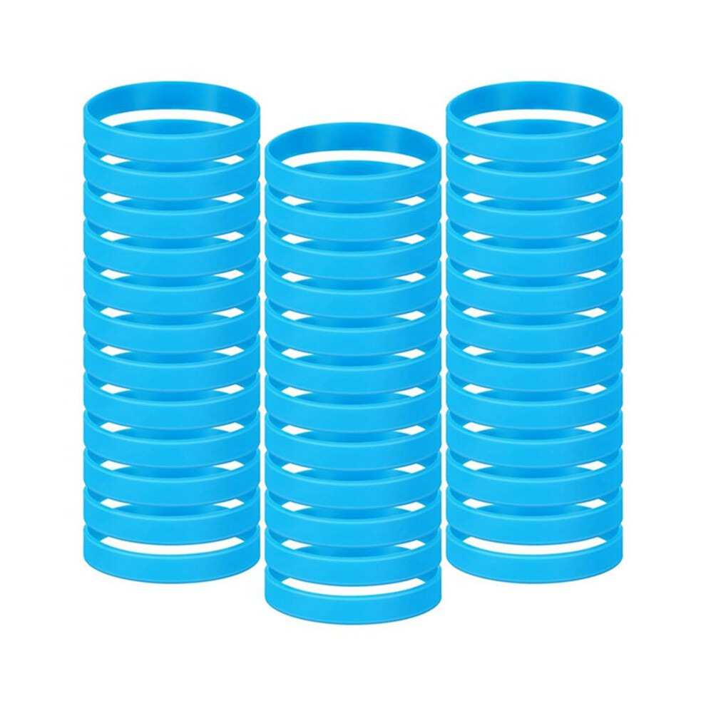 100 Pcs Solid Color Rubber Bracelets Silicone Wristband Sports Elastic Rubber Bulk Adult Wrist Bands(Sky ) 4711053316180