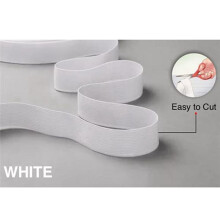 Banda EláStica de Costura Blanca, Carrete EláStico de Punto de 40M y 3/4 Pulgadas, Material de Correa de Alta Elasticidad y Estiramiento Pesado para