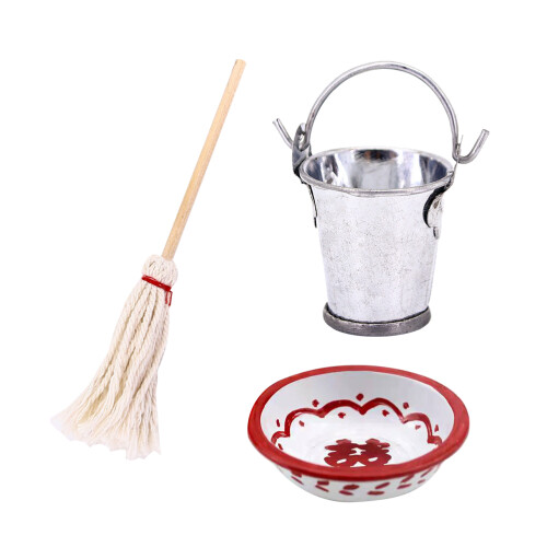 2Sets Safe Mini Doll House Cleaning Tools Assorted Color Basin Toys