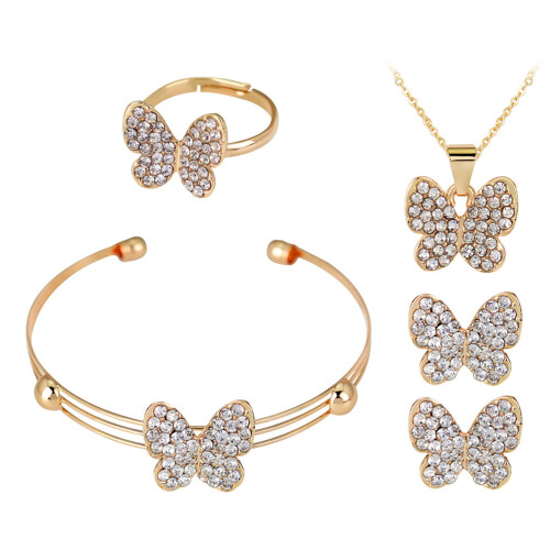 3Sets Schmuck Set Damen Kette Armband Ohrringe Ring Bunt