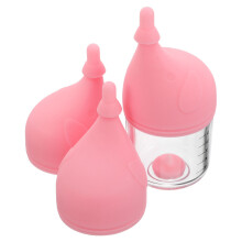 3Pcs Small Animal Feeding Bottles Pink Soft Silicone for Kitten Puppy