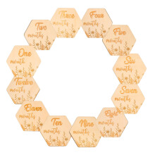 24St Baby Blocks Khaki Houten Maandelijkse Groei Kaarten Decoratie