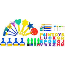 4Ensembles Kit Peinture Enfants Assorti Pinceaux Éponges Créatives