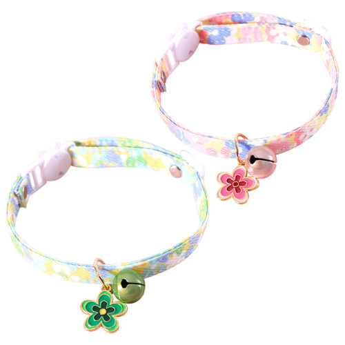 4Pièces Collier Chat Cloche Ajustable Coton