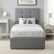 HOMCOM Upholstered Ottoman Bed, 3ft Single Storage Bed Frame, Grey