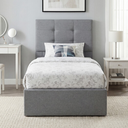 Homcom HOMCOM Upholstered Ottoman Bed, 3ft Single Storage Bed Frame, Grey