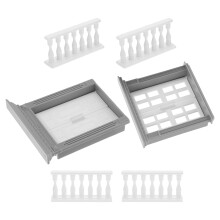 2Sets Vielseitiger Puppenhaus Bausatz Fenster Türen Zaun Resin Weiß