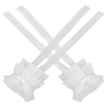 4Paren Witte Ruches Armcuffs Met Kanten Afwerking En Vloeiende