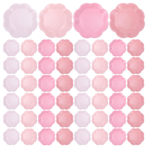 40Pcs Pink Paper Plates Gradient Design for Cake and Dessert