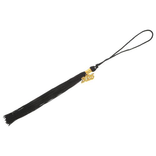 4Pcs Polyester Black Graduation Cap Tassel with Unique 2025 Charm