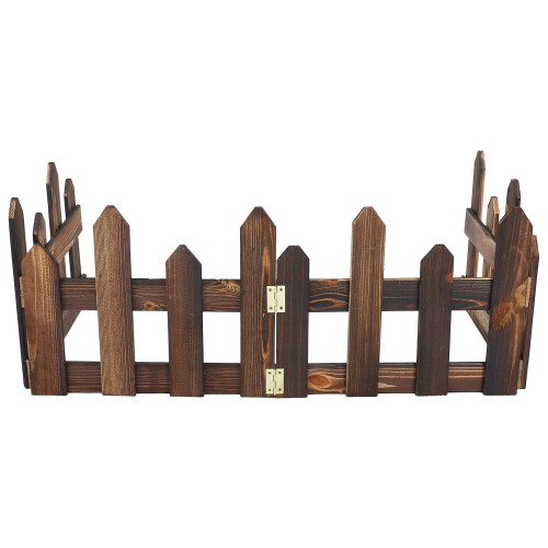 2Pcs Coffee Solid Wood Garden Fence Edging Border for Yard Decoration