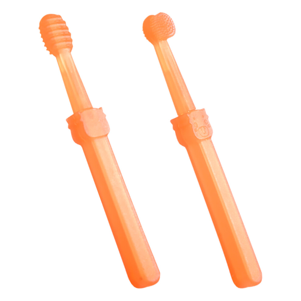 8Pcs Baby Toothbrush Set Soft Silicone Toddler Oral Brown Artibetter
