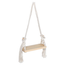 2Stk Holz-Kinderschaukel Beige Mit Baumwollseil Für Babyfotoshooting