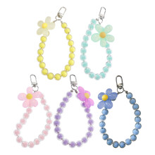 5Stk Abnehmbares Blumen-Handyband Aus Acryl Bunte Perlen Wristlet