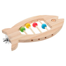 4Pcs Natural Wood Parrot Stand Pole with Cartoon Design Bird Perch Toy