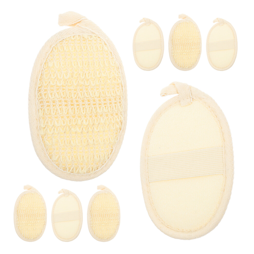 Iplusmile Beige 24Pcs Loofah Exfoliating Body Scrubber Cotton Linen Bath Pads