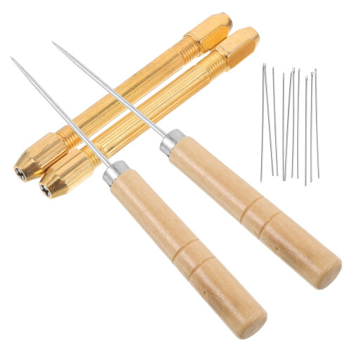 2Sets Doll Hair Rooting Kit Copper Awl Tool Assorted Colors for DIY