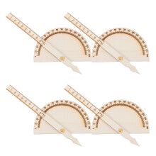 12Pcs Beige Wood Protractor Kit for School Teaching and Drafting Use