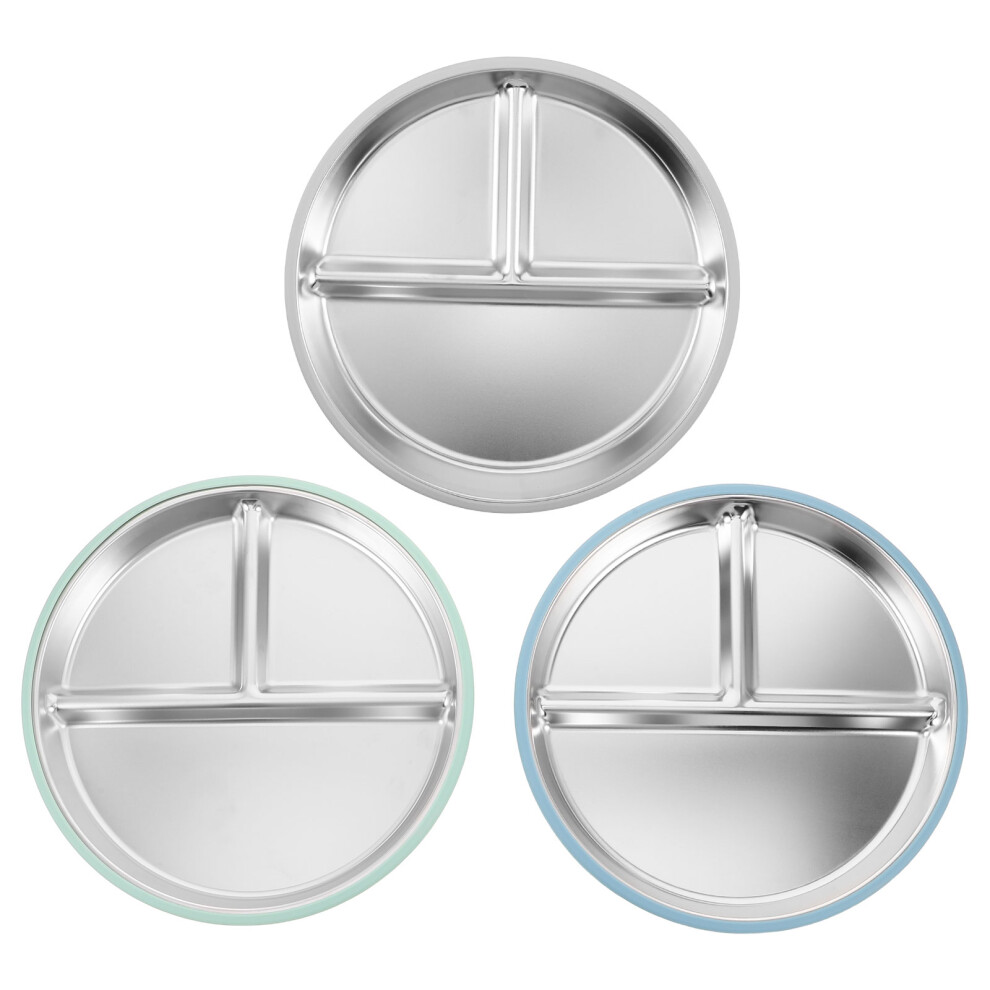 Artibetter 3Pcs Kids Stainless Steel Toddler Plates With Silicone Suction Base