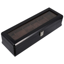 2Pcs Black Watch Packing Box Wooden Jewelry Case Glass Display Storage