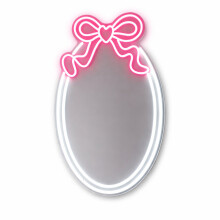 Neon Light Up Mirror Bow Vanity Makeup Mirror With Lights Girls Bedroom Decor