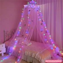 Bed Canopy for Girls Room Bed Canopy Curtains with Led Lights Mosquito Net DIY Princess Room Decor with Butterflies