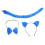 3Sets Blue Cat Ears Tail Bow Tie Set Plush Halloween Costume 1