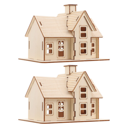 8Ensembles Puzzle Bois 3D Maison - Kit Pour Décor Et Loisirs