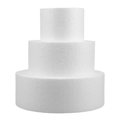 9Pcs Round White Foam Cake Dummies Tiered Tall DIY Decorating Mold Set