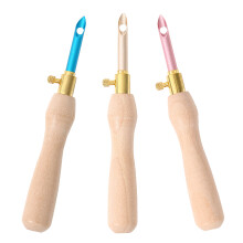 12Pcs Wood Handle Embroidery Punch Needles Adjustable for Sewing DIY
