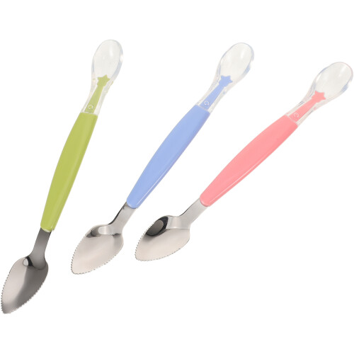 15Pcs Baby Silicone Feeding Spoons Dualhead Soft Tips Multi-Color