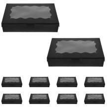 50Pièces Boîtes Kraft Papier Noir Pour Desserts Fenêtre
