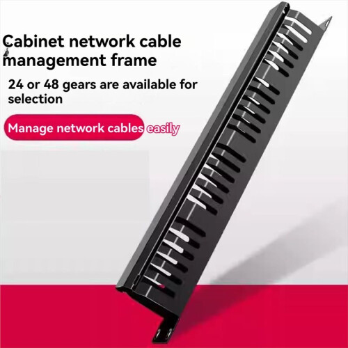 Organizador de Cabos de Rede 1U para Montagem Horizontal em Rack de Servidor de 19 Polegadas, com 24 Slots e Tampa. 1