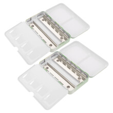 4Pcs Light Green Metal Paint Palette Box for Travel with Mixing Tray