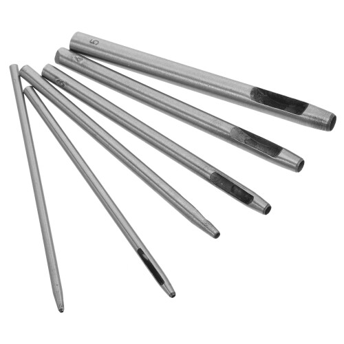 12Pcs Durable Steel Hole Puncher Set Silver for Craft Projects
