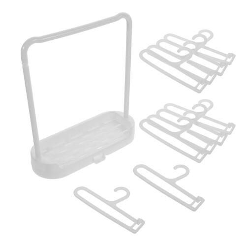 3Sets Dollhouse Mini Clothing Rack White Plastic Stable Support Decor