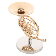 3Pcs Miniature French Horn Ornaments Golden Musical Instrument Decor