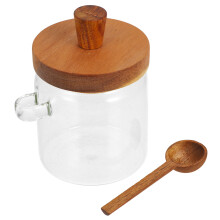 4Sets Glass Honey Container with Wooden Dipper Mini Honey Jar Set