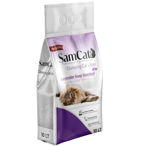SamCat 10L Lavender-Scented Clumping Cat Litter Odor Control Low Dust