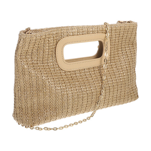 2St Modieuze Beige Handtas Met Geweven Polyester En Opbergruimte