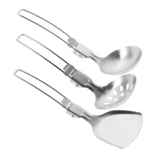 12Pièces Ustensiles Extérieurs Pliables Acier Argenté Portable